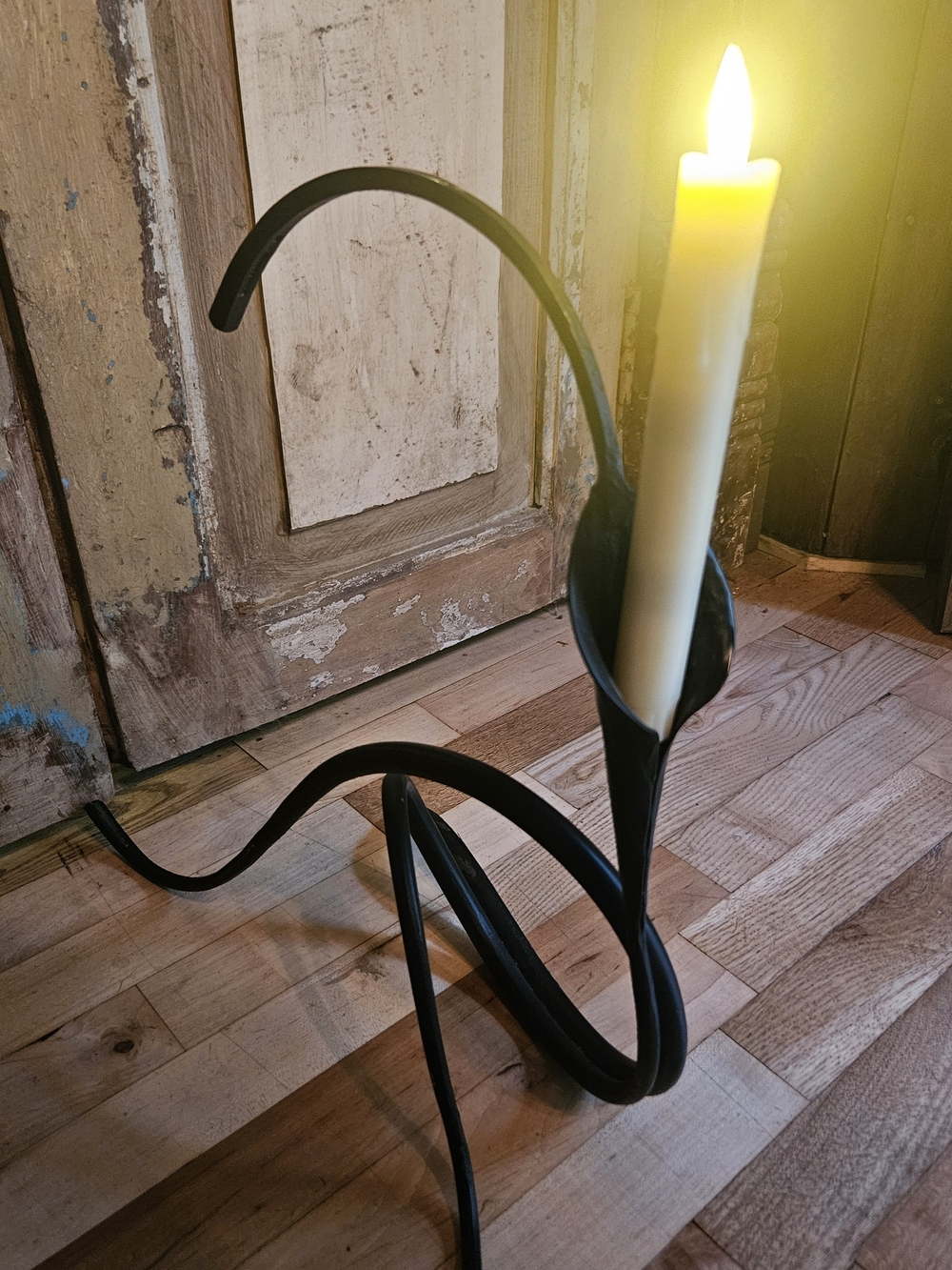 Handcrafted Black Metal CALA LILY Candle Holder - Stamped Brubaker